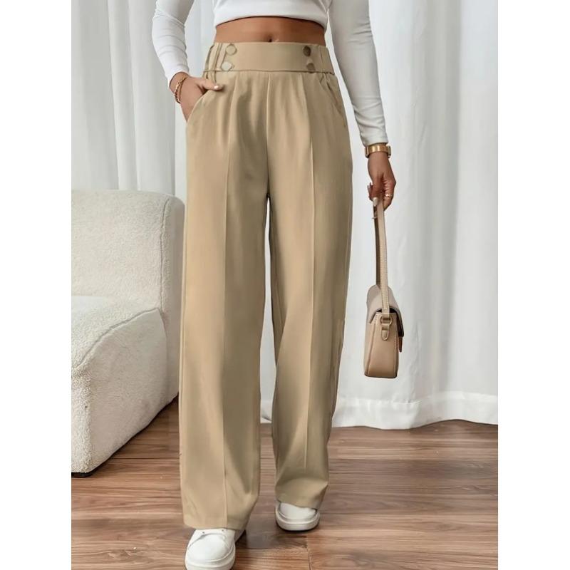 Pantaloni Eleganti da Donna a Vita Alta con Gamba Larga Comodi Casual o da Ufficio, Pantaloni dalla Vestibilità Rilassata