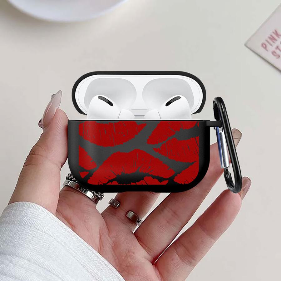 Fodral för Airpods Pro Pro2 4 2 Pro3 1 3 Hörlursfodral Skydd Sexiga Röda Läppar