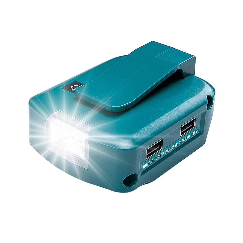 

USB-адаптер для аккумуляторов Makita BL1430 BL1440 BL1830 BL1840 BL1850 BL1860 14,4 В 18 В со светодиодной подсветкой, двойным USB-портом, зарядным устройством 2,1 А