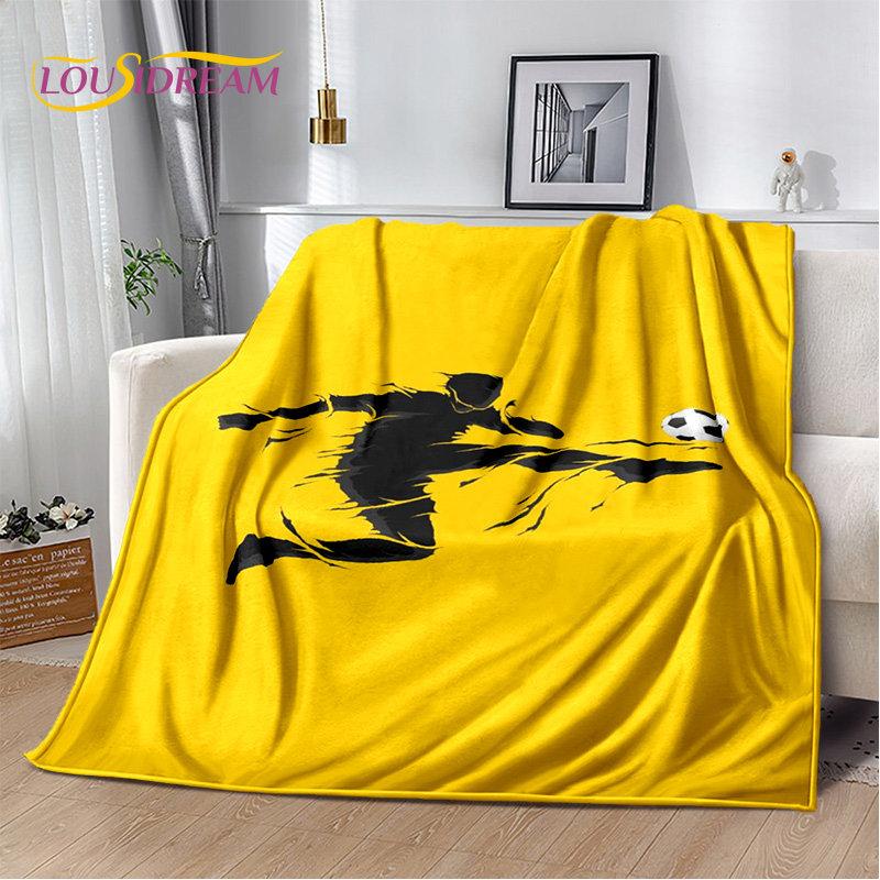 3D Football Art Cartoon Soft Plush Blanket,Flannel Blanket Throw Blanket for Living Room Bedroom Bed Sofa Picnic Cover Bettdecke