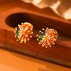 Dopamine Colorful Zircon Firework Stud Earrings Exquisite Light Luxury Vintage Minimalist Personality Jewelry