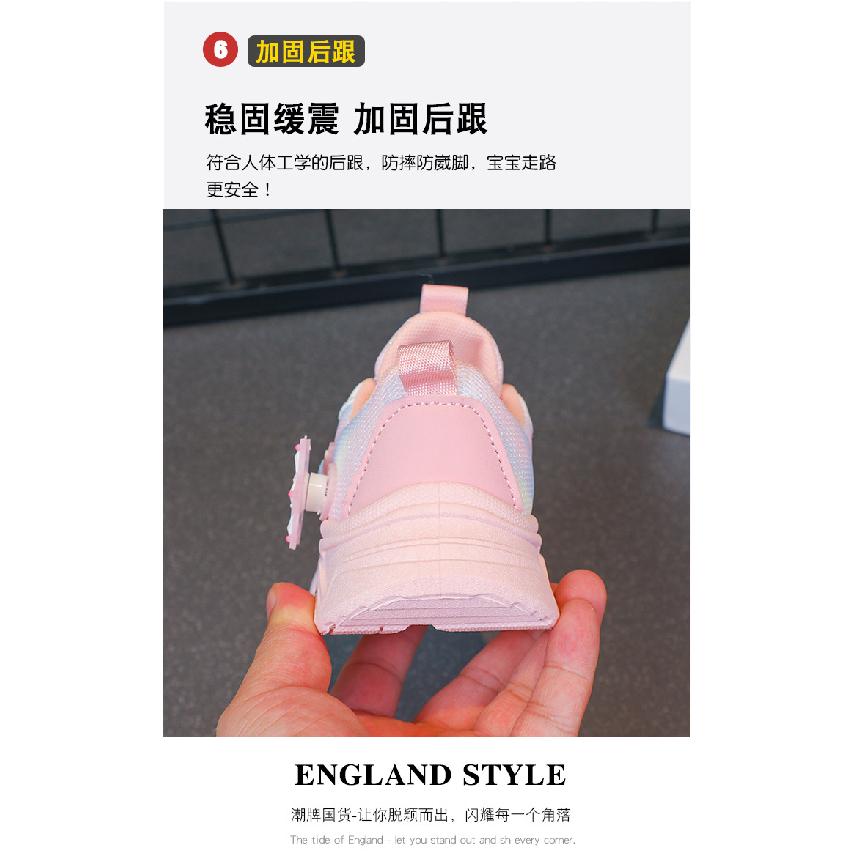 Kinder Sportschuhe Frühling und Herbst Atmungsaktives Mesh Cartoon Vielseitig Mädchenschuhe Weiche Sohle Drehknopf Laufschuhe