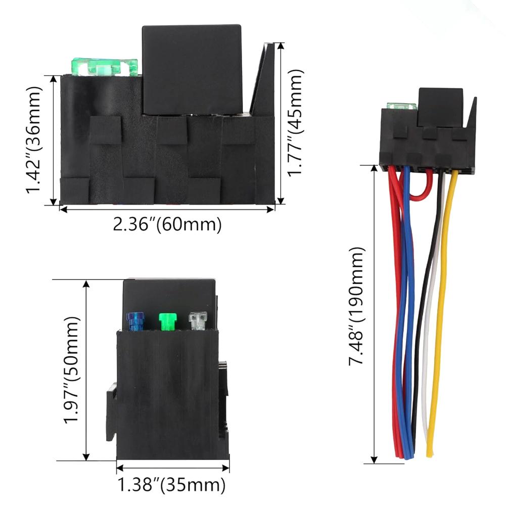 Heavy Duty 12V 3 Way 5 Pin SPDT Fuse Relay Kit 40 Amp for Car Truck Marine Boat Use with Pre Wired Color Coded Setup