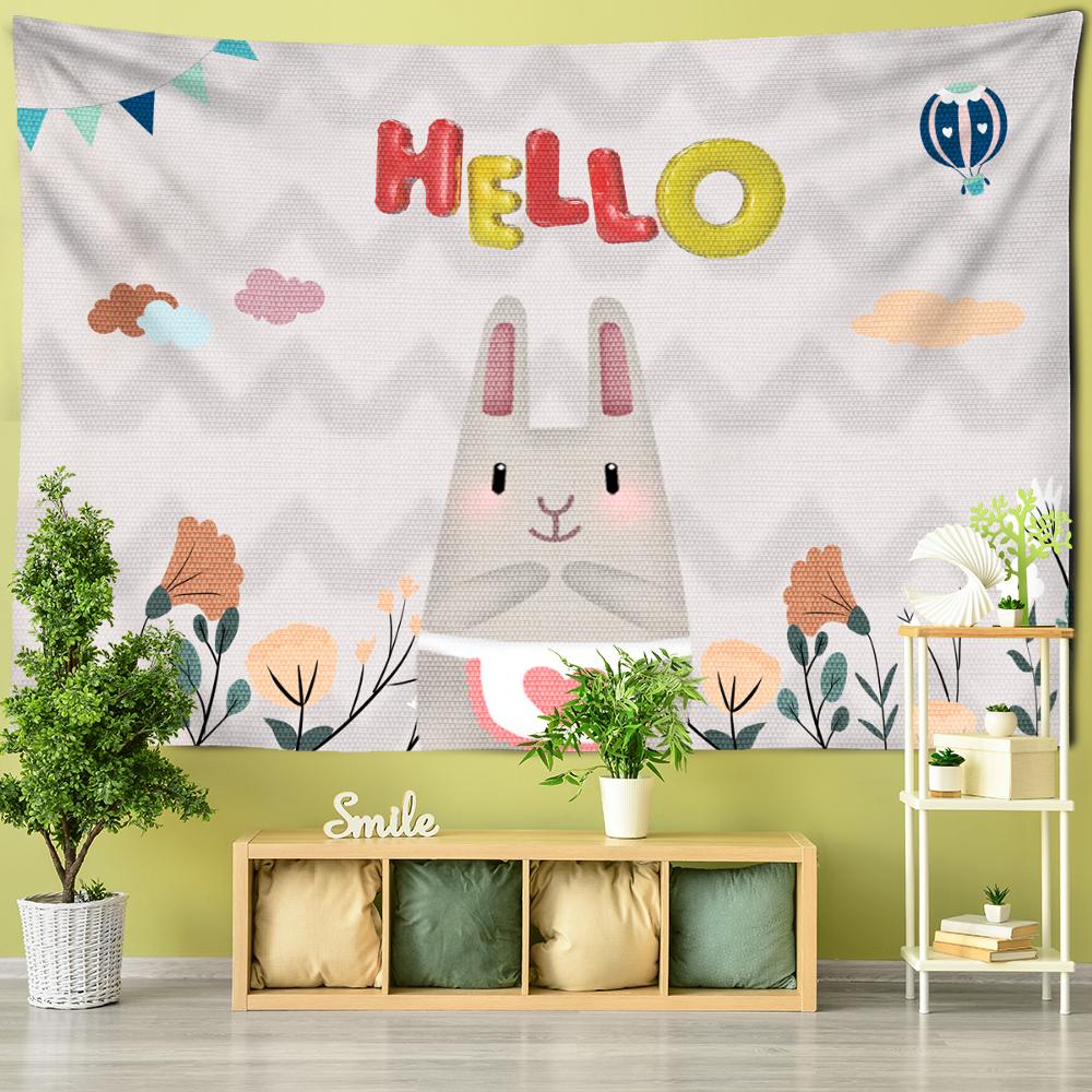 Cartoon Animal Tapestry Wall Hanging Bohemian Hippie Tapiz Kawai Children's Room Girls Dormitory Decor