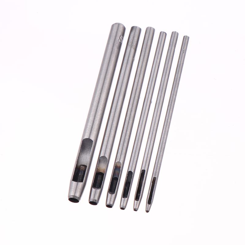 6 Pcs Kit Hollow Punch Set Round Hole Punch Tool Steel Leather Craft Working For Watch Band,Fabric,Plastics,Gasket Belt