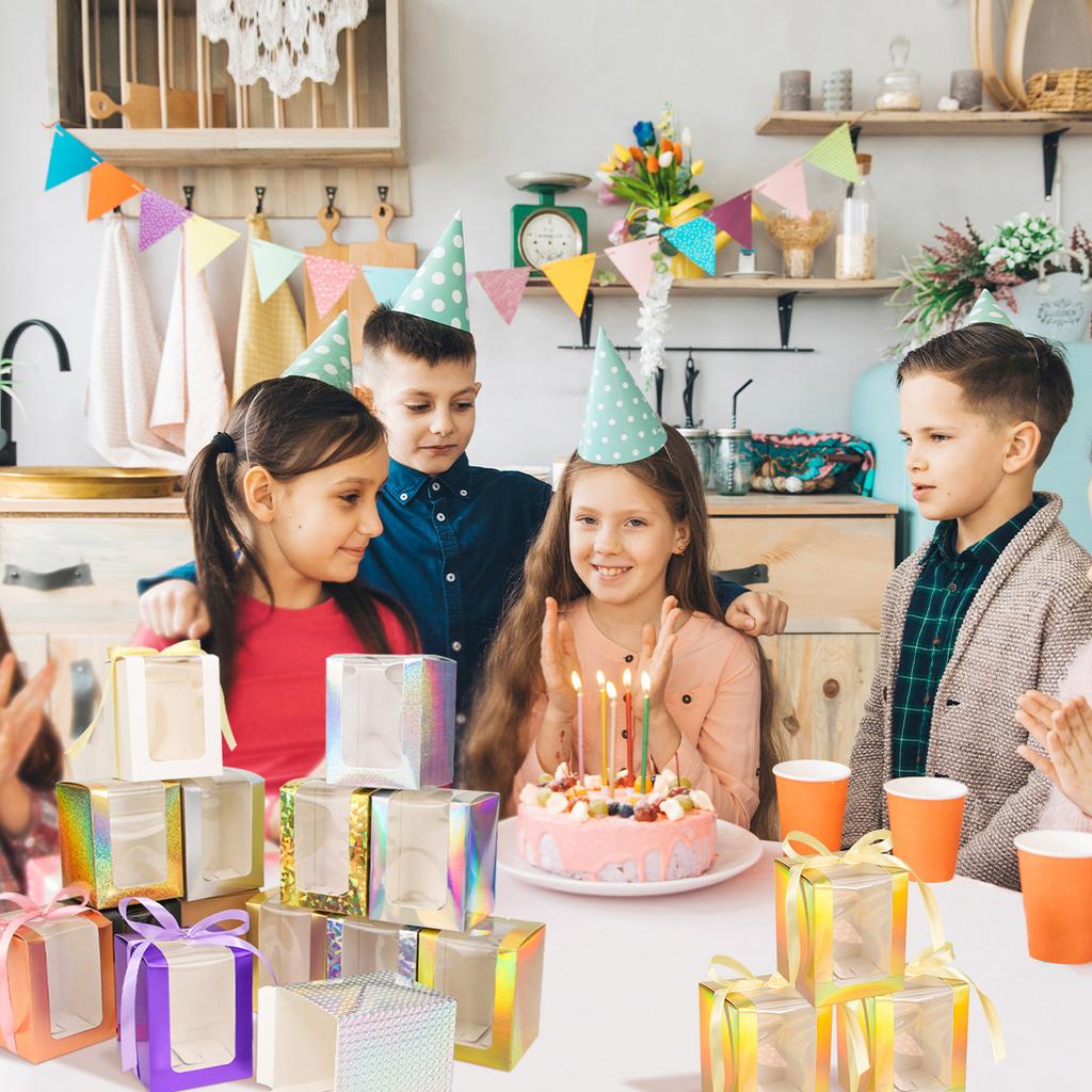 WTEMPO 10PCS Transparent Window Laser Paper Boxes Small Mug Glass Cups Aromatherapy Model Packaging Boxes, Perfect for Birthday Wedding Gift Boxes