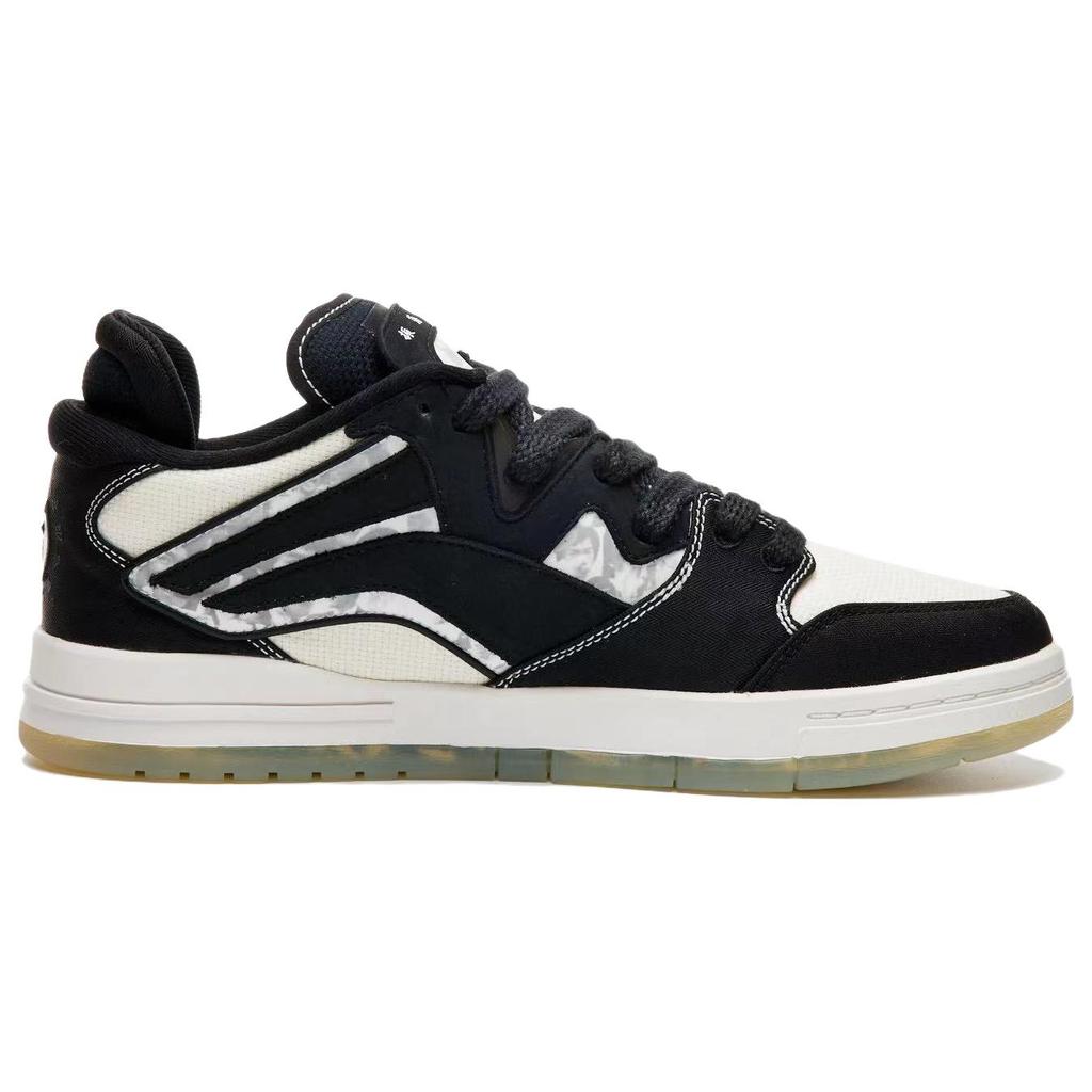 LIXIAOLONG x Li Ning Wave Pro Slip Resistant Abrasion Resistant Low top Skateboard Shoes Men's Black White AECS099-1