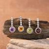 S925 Sterling Silver Natural Citrine Amethyst Garnet Stud Earrings Fringed Earrings Earrings Ear Jewelry