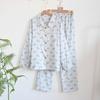 100% Cotton Gauze Pajamas Set Women Thin Breathable Long Sleeve Pants Loungewear