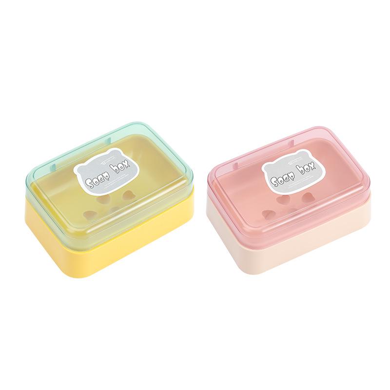 Compact Portable Soap Dish with Draining Flip Lid for Dorm and Home Bathrooms