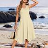 Damen Freizeitkleid für den Sommer, Tankkleid, lockeres Strandkleid mit Taschen, ausgestelltes Midi-Sommerkleid
