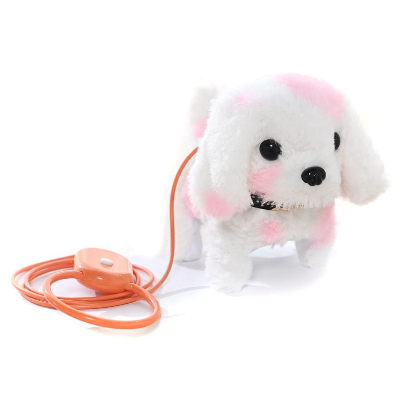 Promotional Gift Electric Puppy Leash Moves Forward/Backward Realistic Stuffed Animals Plush Toy 15cm