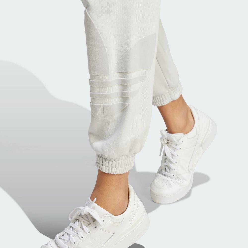 Adidas Originals Trefoil Logo Elastic Waistband Mid-Rise Fitted Knit Sports Pants Women Bottoms Light-Gray IL2379