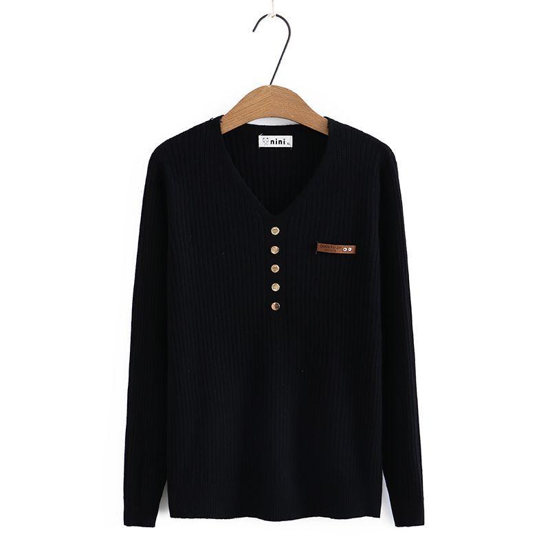 

Spring and Autumn Bottoming Shirt Sweater Women s Large Size Western Fashion V-neck Sweater Pit Strip Top XXXXL чорний