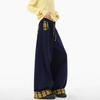 Damen karierte Patchwork-Sweatpants mit weitem Bein, elastischer Bund, lässige Hose