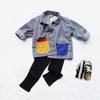 ANKRT Girls' Striped Loose Denim Jacket and Boys' Color-Block Coat