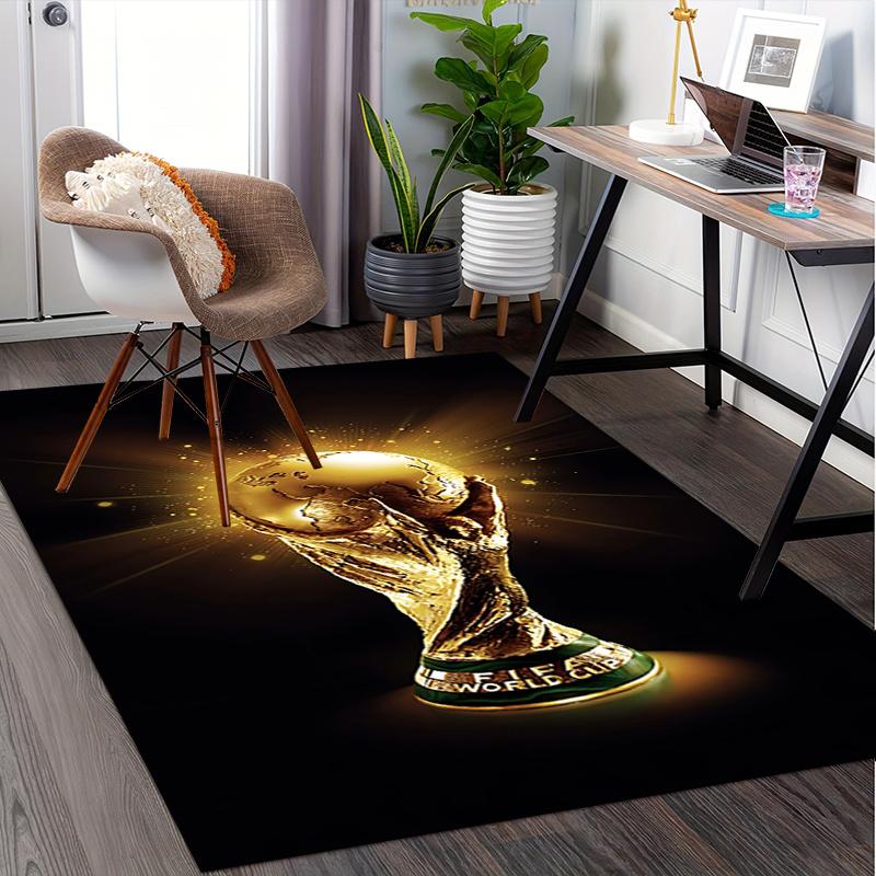 Tapete de Cadeira para Escritório com Troféu da Copa do Mundo FIFA, Tapete Grande para Decoração de Casa, Ideia de Presente para Fãs de Futebol, Adequado para Quarto, Sala de Estar