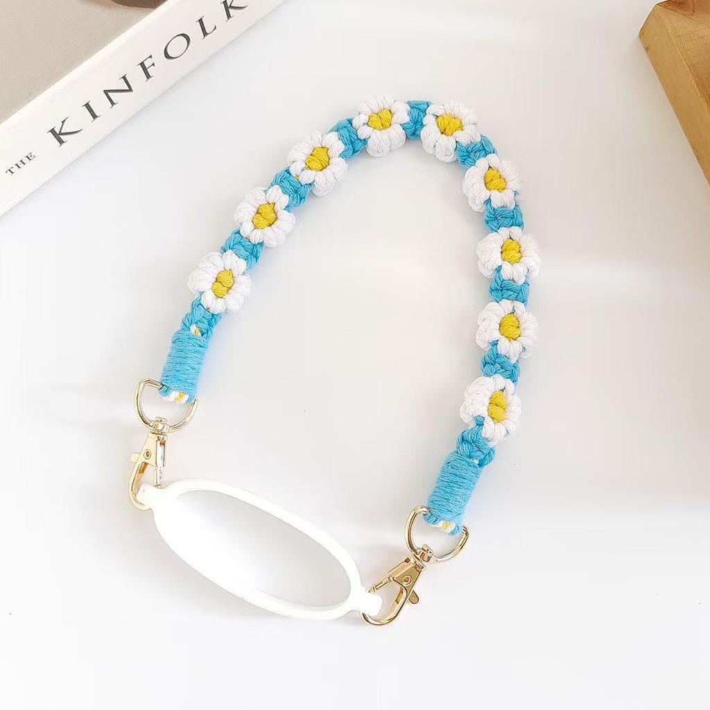 Handmade Daisy Woven Water Bottle Lanyard Strap
