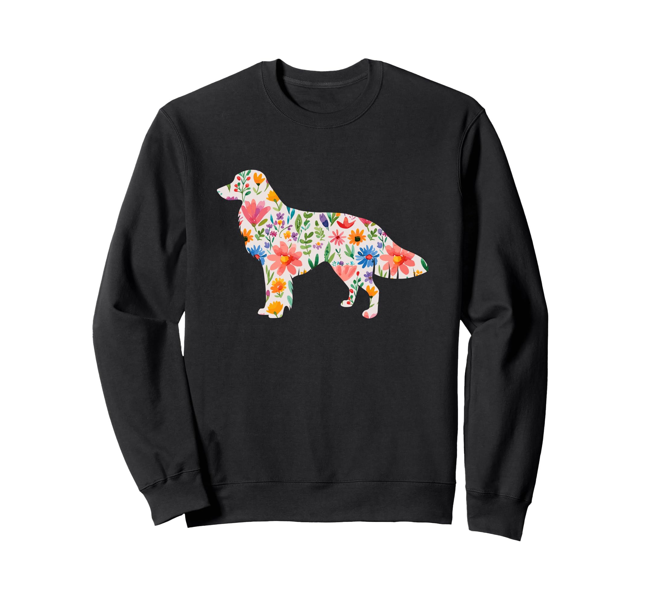 

Dutch Kooikerhondje watercolor flower Sweatshirt design. чорний