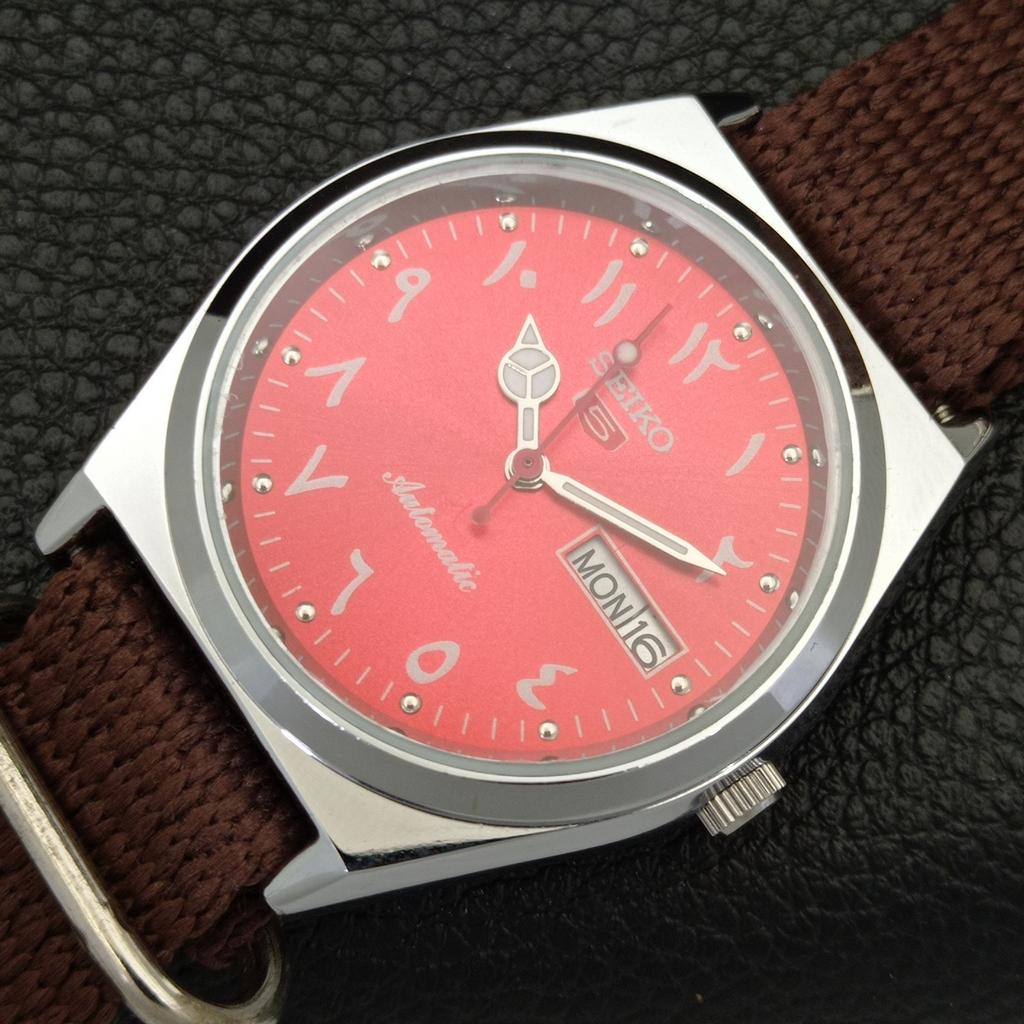 JAPAN VINTAGE REFURBISHED SEIKO 5 AUTOMATIC 6309A MENS RED DIAL WATCH a441331-5