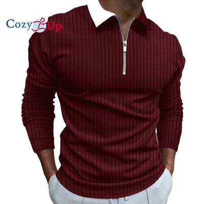Cozy Up Men's Knit Polo Shirts Lightweight Long Sleeved Pullover Golf Shirts