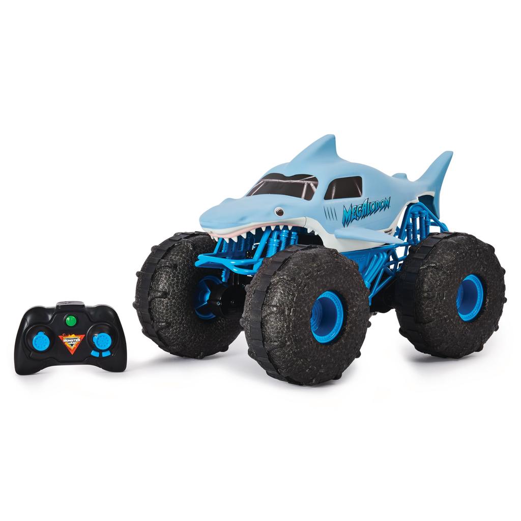 Official Monster Jam Megalodon Storm All-Terrain Remote Control Monster Truck, 1:15 Scale