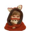 Autumn and winter new children's hats, capes, masks, fox wool hats, shawls, thermal ears, animal knitting