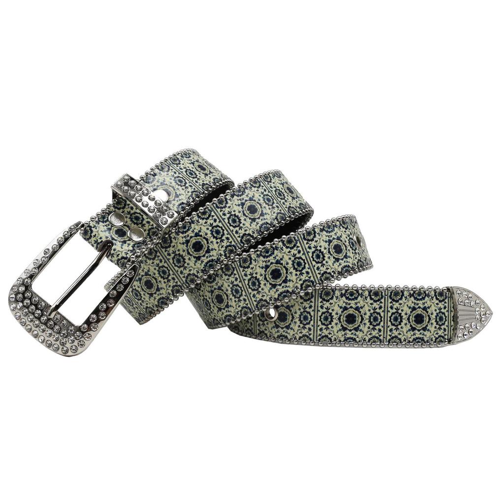 Rhinestone Ethnic Print Punk Bohemian Y2K Couple Belt