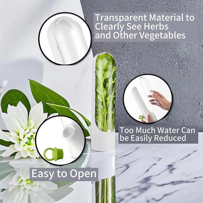 Refrigerator Herb Crisper Vegetables Fresh Preservation Bottle Household Saver Storage Container For Storing Kitchen Supplies