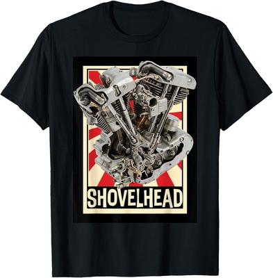 T-shirt Retro con Disegno Sezionato del Motore di una Motocicletta Shovelhead Vintage