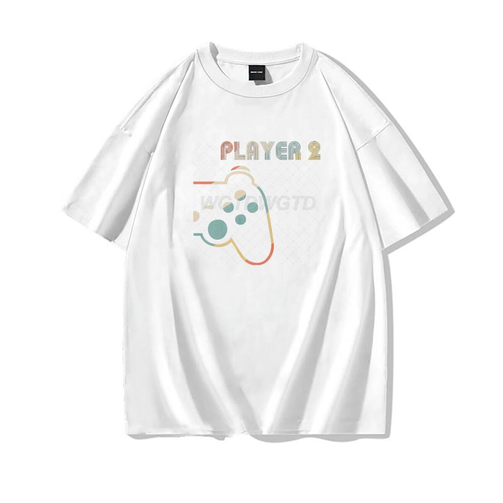 Matching Video Gamers Couple Player 1 Player 2 Tshirt Valentines Day Gifts Funny Matching Couples Short Sleeves Casual Tops