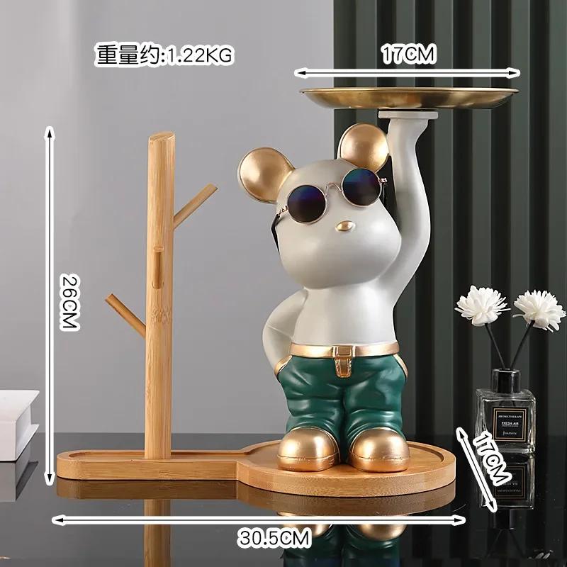 Bear Tray Bear Sculpture Piggy Bank Violent Bear Statue Resin Ornament Desktop Accessories Kids Gift Living Room Home Decor