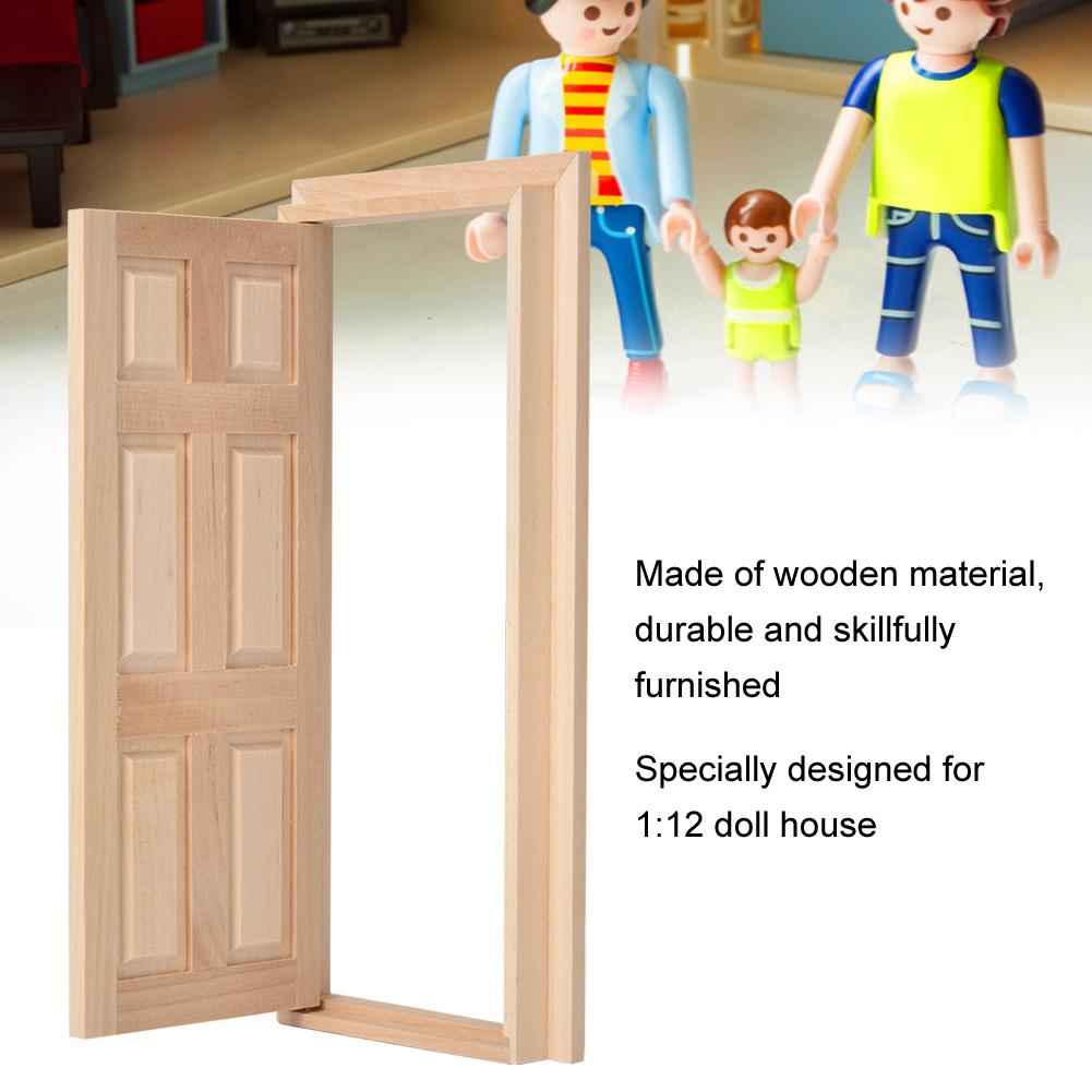 1:12 Doll House Mini Wooden Door for Dolls DIY Dollhouse Furniture Accessories