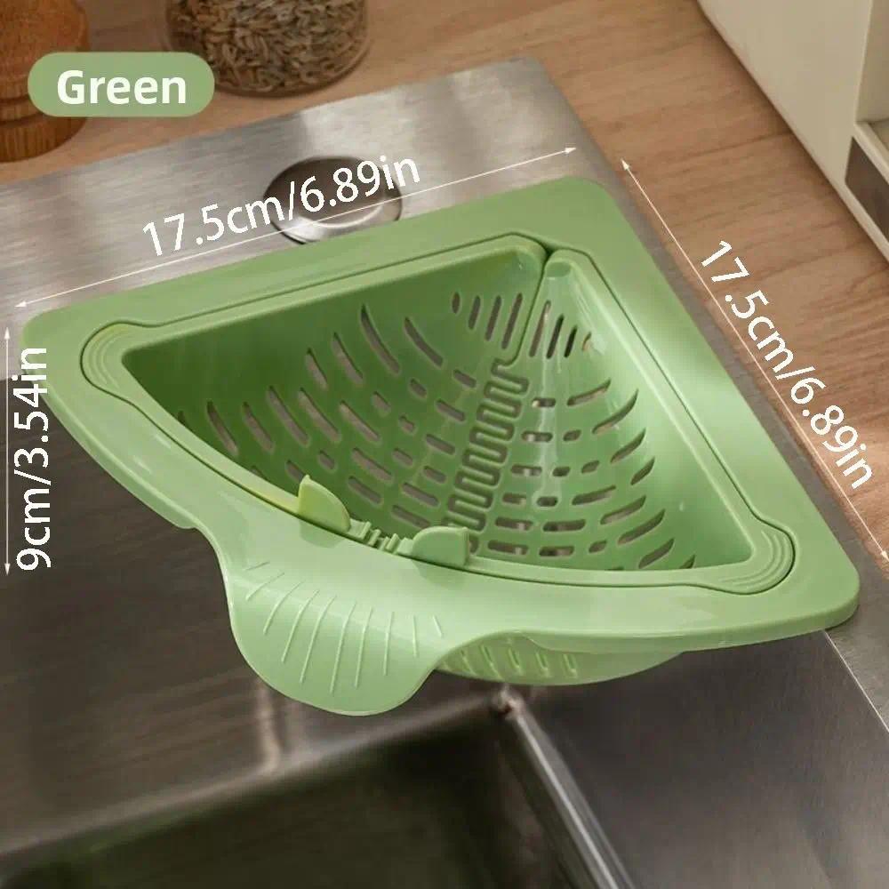Magnetisch Afdruipmandje voor de Spoelbak Driehoek Groente- en Fruit Afdruipmandje Voedselafval Filter Opvanger Keuken Opbergorganizer 1pc:green