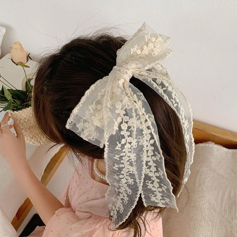 Sweet Lace Bow Hair Clip French Style Women Hairpin Lace Embroidery Hair Clip Hair Accessory