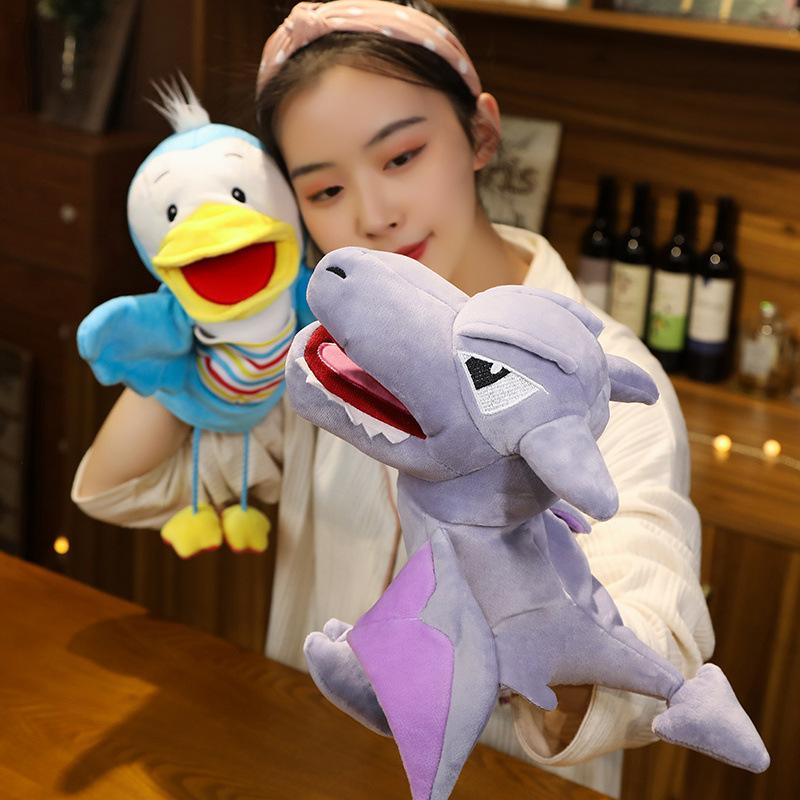 Cartoon Animal Bear Leopard Hand Puppet Plush Toy Big Mouth Duck Flying Dragon Doll Parent-Child Interactive Game Rag Doll