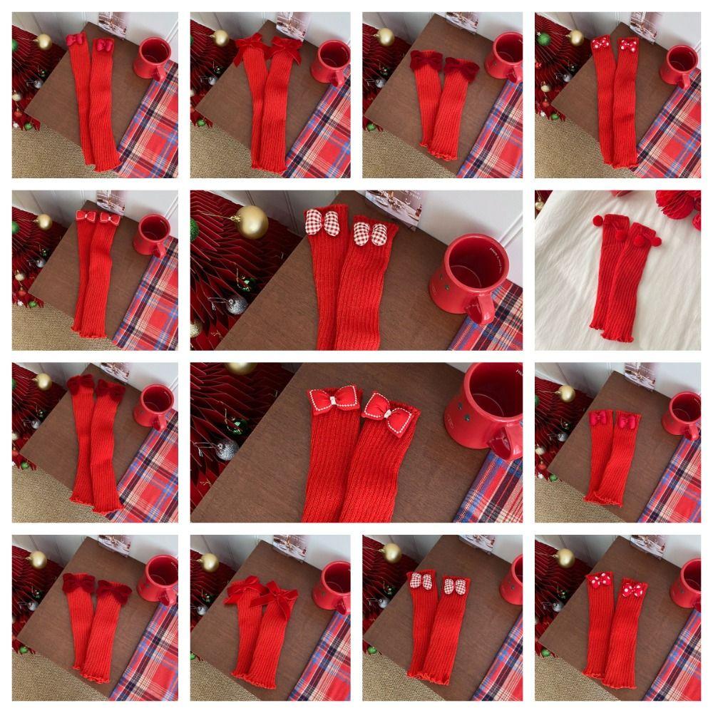 Harajuku Knitted Leg Cover Lolita Red Leg Socks Fashion Jk Leg Warmers  Streetwear