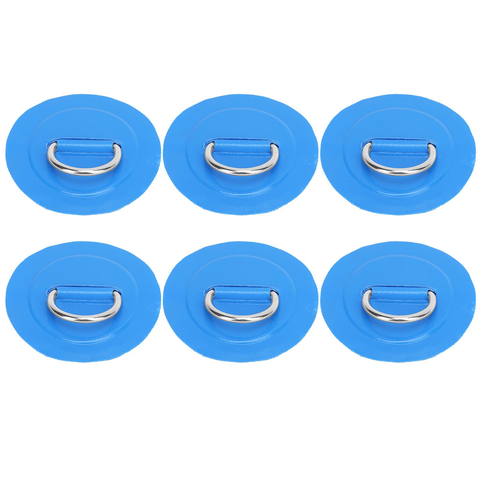 

6 Pcs Inflatable Boat DRing Pad Patch PVC Durable Marine Stainless Steel Fixed Buckle Blue