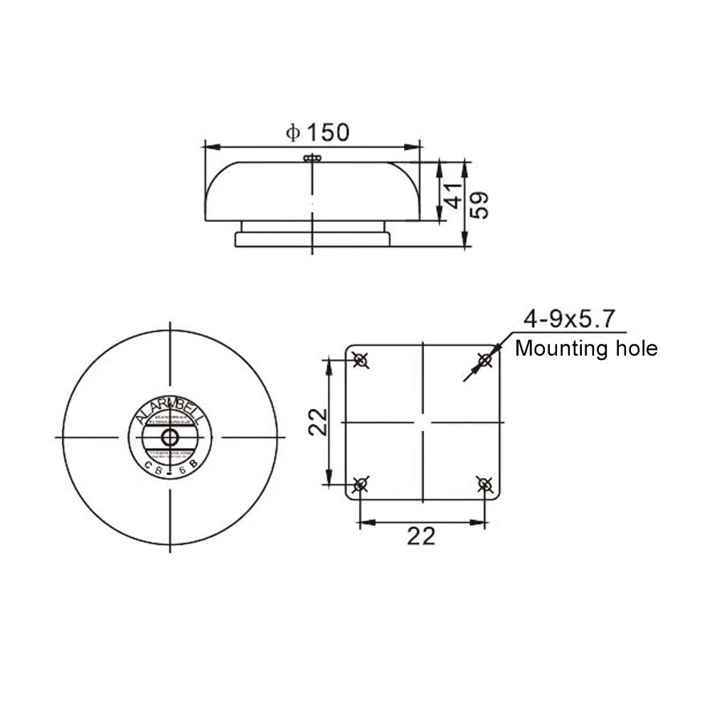 CB 6B Fire Alarm Bell 150mm 95dB Red Industrial Building Elevator Alarm Bell AC220V 60mA