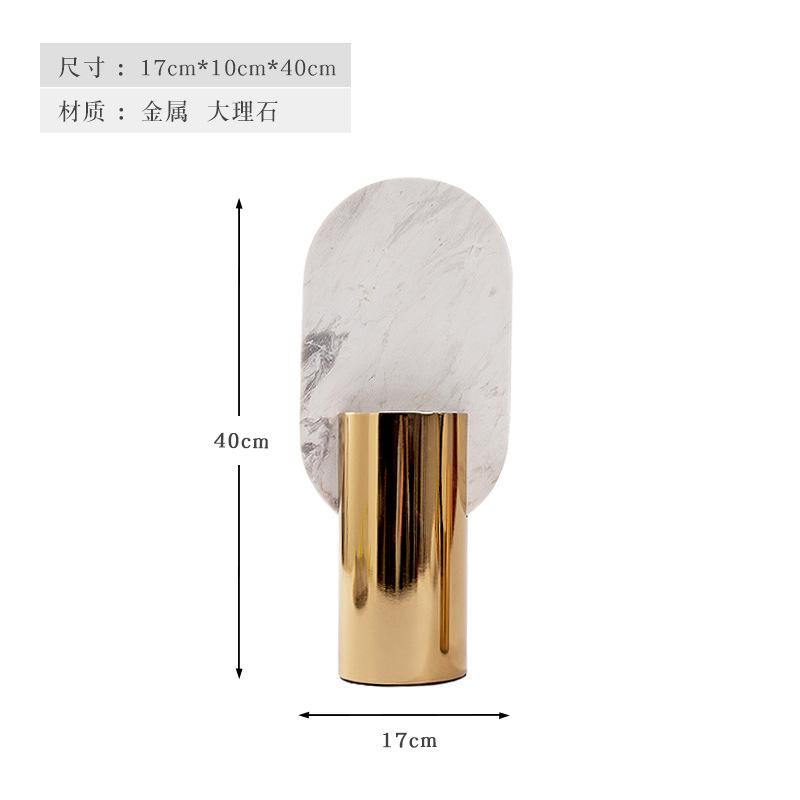 Metal Marble Handicrafts Flower Vase Flower Arrangement Accessories Geometric Elliptical Marble Sculpture Home Decoration