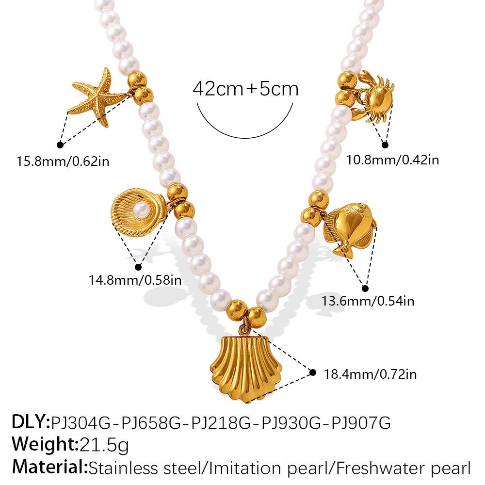 Seaside vacation wind shell starfish imitation pearl bracelet necklace niche design high-end suit women