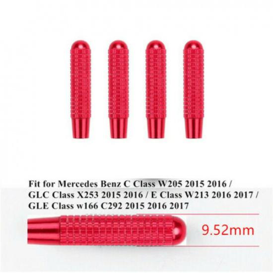 Red Alloy Bolt On Door Lock Knobs P Cover For Mercedes Benz C E W205 2016-19
