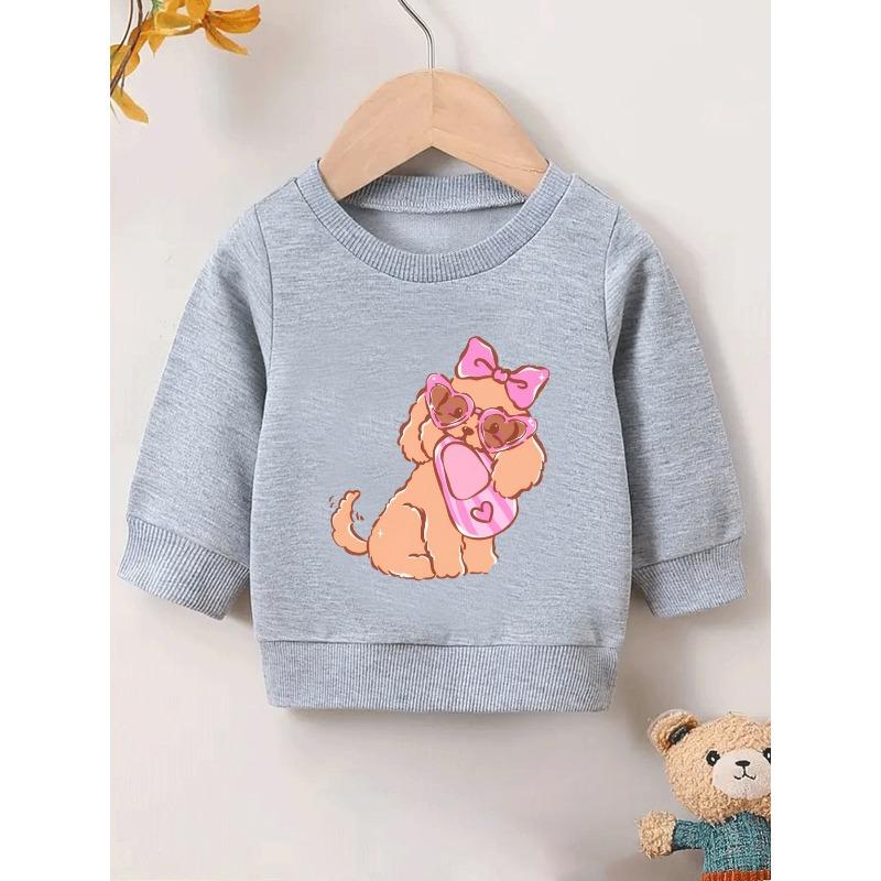 European Size Cute Print Pattern 0-3 Years Old Baby  Comfortable Spring Thin Round Neck Sweatshirt Suitable for Outdoor Wear