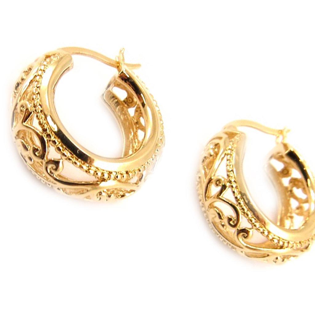 Les Trésors De Lily [L4319] – Pozlacené kruhové náušnice „Clothilde“ – 15x8 mm
