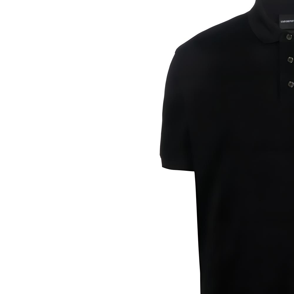 Emporio Armani Solid Color Buttoned Short Sleeve Polo Shirt Men Tops Black 3R1FG4-1JTKZ-0079