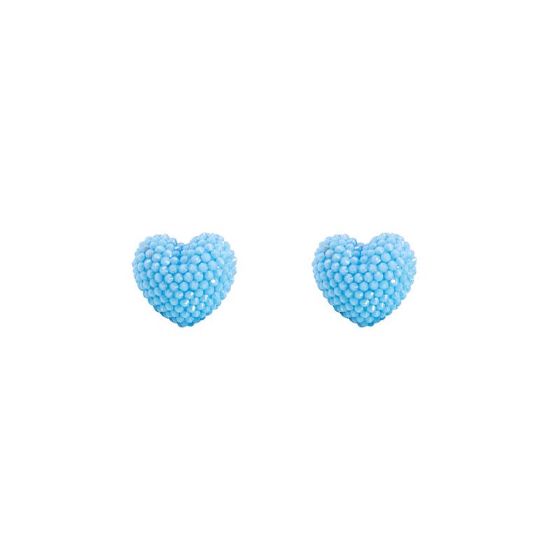 Silver Heart Stud Earrings: Fresh, Simple Geometric Design with Convex Surface and Cute Dangle Style