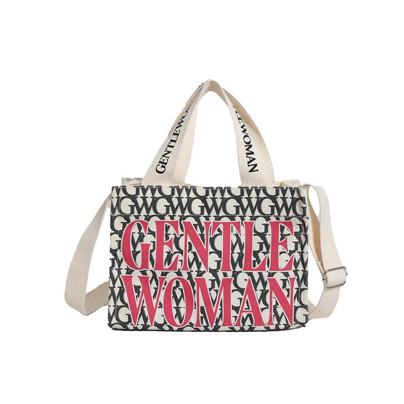 Fashion alphabet canvas shoulder bag 2025 new casual and beautiful foreign style messenger going out portable messenger small square bag