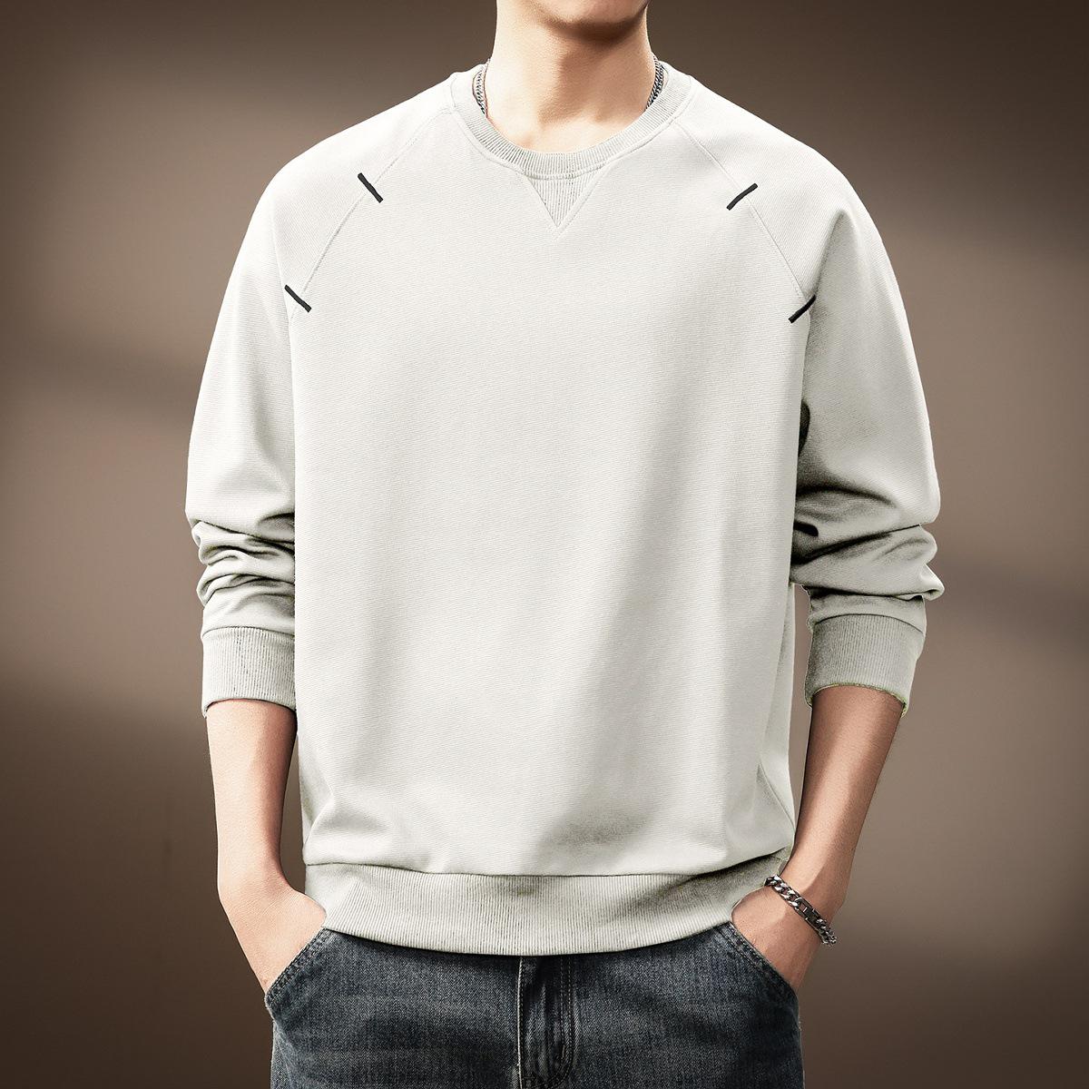 Men s Trendy Patchwork Long-Sleeve Hoodie - Autumn Casual Loose Fit Round Neck L (120-140jin)