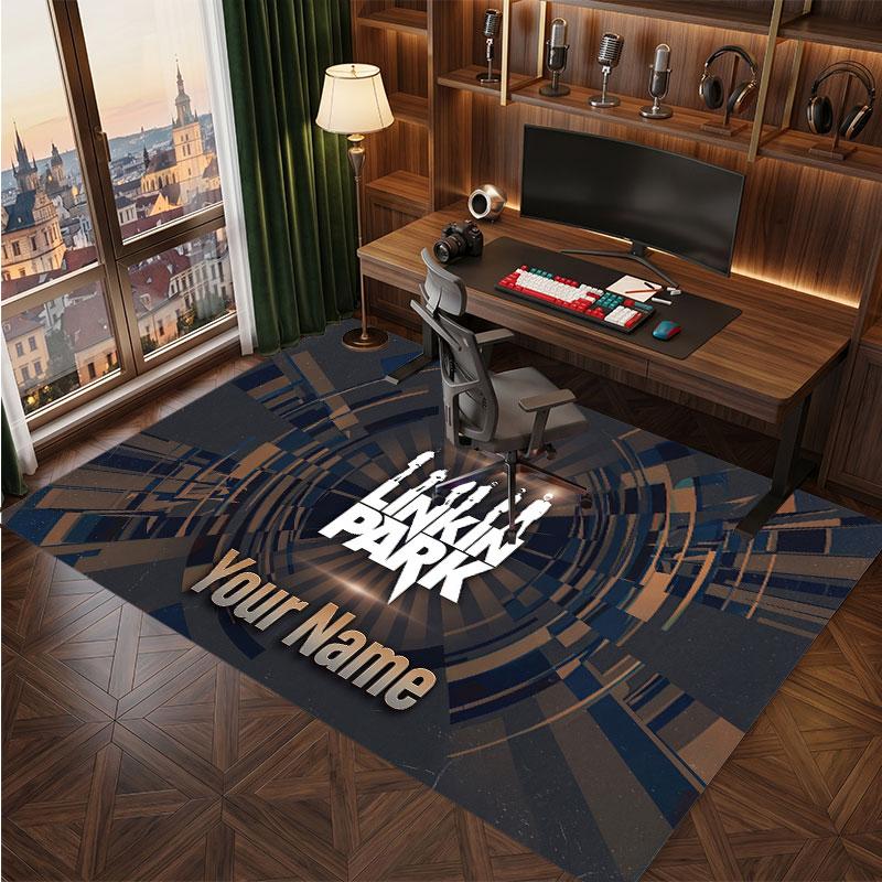 Linkin Park Personalized Crystal Velvet Carpet, Customized Name Text Soft Anti‑Slip Rug for Living Room Bedroom