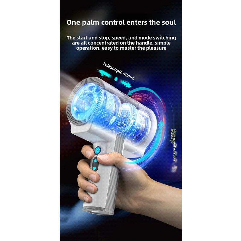 Thor Masturbator Male Automatic Handheld Telescopic Rotating Vibration Double Pass Masturbator Trainer